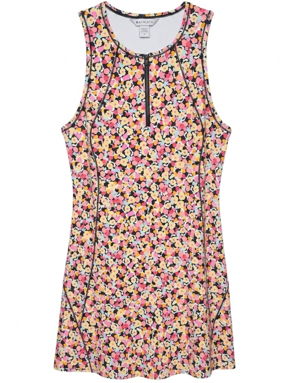Athleta Ace Floral Pink Yellow Blue Tennis Dress Sz M Excellent Condition